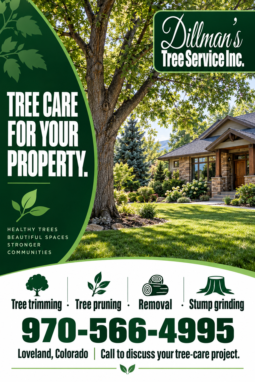 Dillmann's Tree Service Inc. — advertisement 1. Call 970-566-4995.