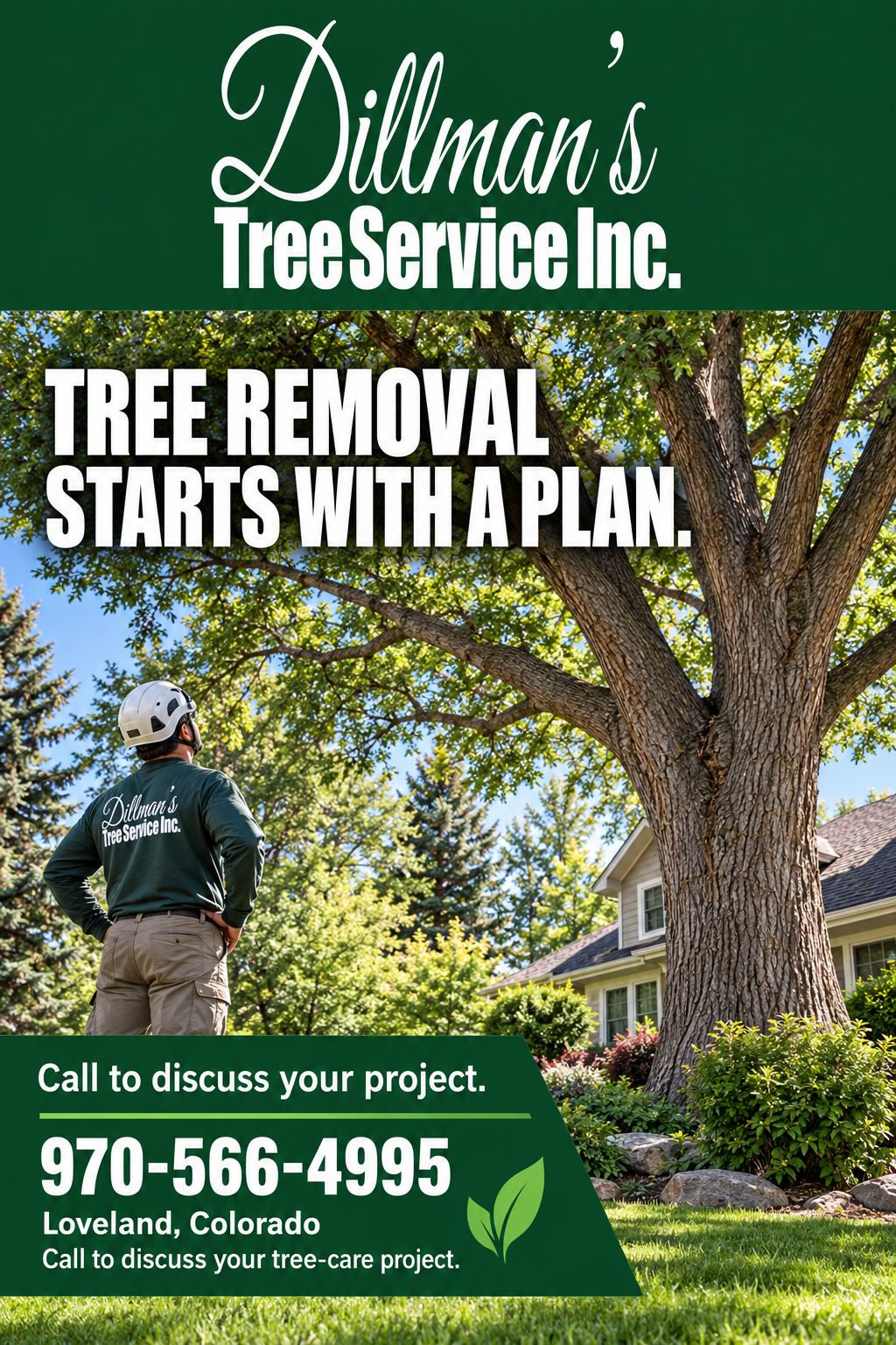 Dillmann's Tree Service Inc. — advertisement 3. Call 970-566-4995.