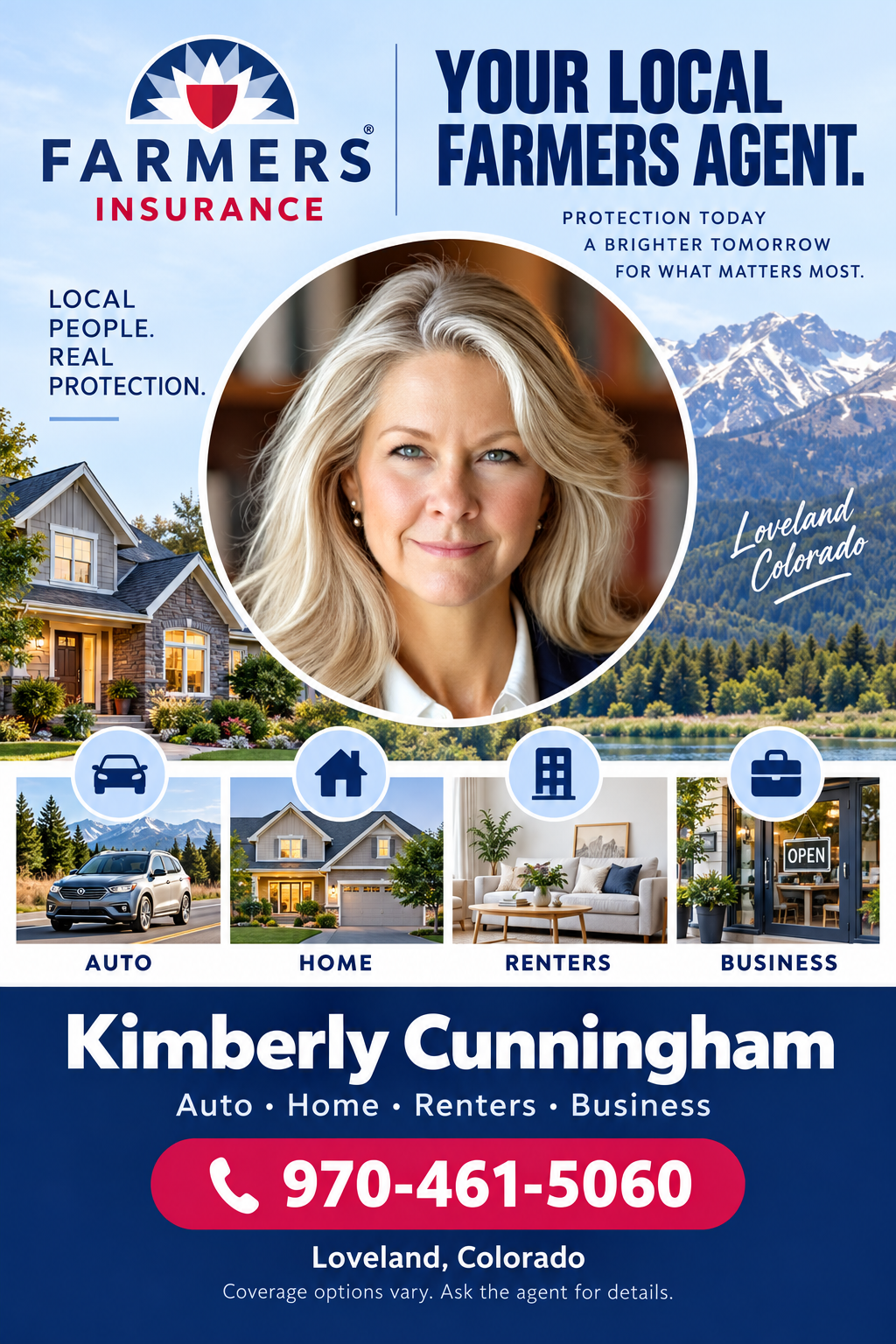 Farmers Insurance — Kimberly Cunningham — advertisement 1. Call 970-461-5060.